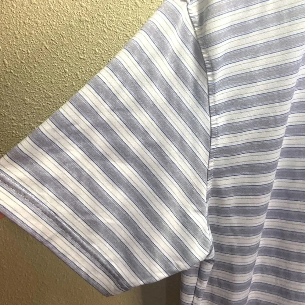 FootJoy FJ Men Gray and White Striped Lightweight Golf Shirt Size XL